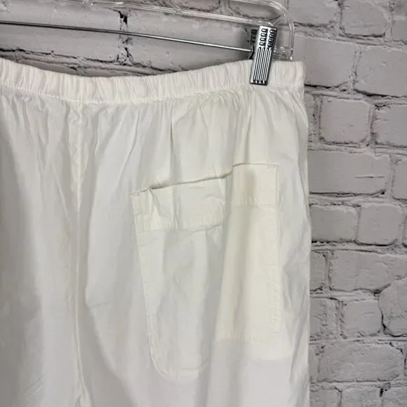 NWT Athleta Paradise Wide Leg Pant White Women Size M Linen Blend Drawstring - Picture 13 of 15